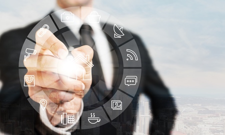 Professional businessman connected devicesの写真素材