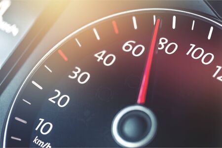 Modern car speedometer. Close up shot of