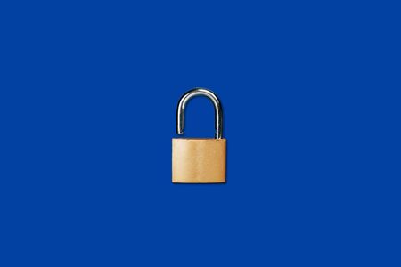 Silver lock on blue background
