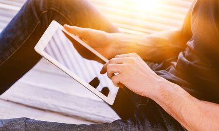 Businessman working with modern devices