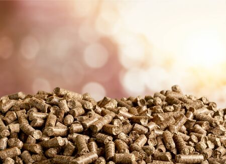 Pellets Biomass- close up on backgroundの写真素材
