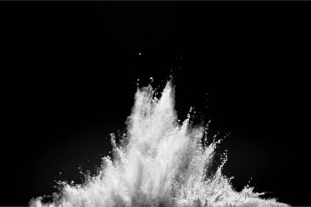 White powder explosion on white background. Colored cloud. Colorful dust explode. Paint Holi.