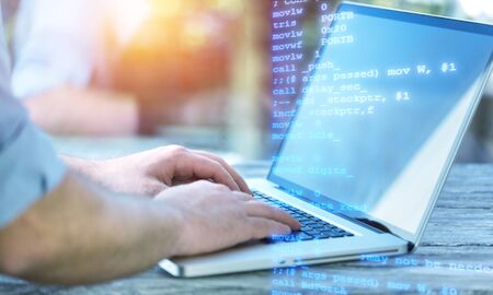 Programmer working in a software development and coding technologies. Website design.Technology...
