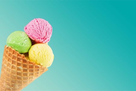 Scoops of ice cream  on background