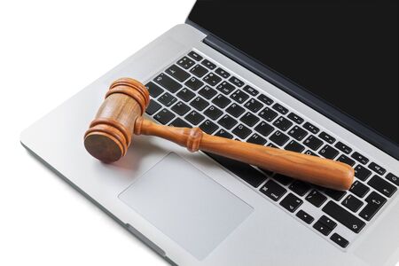 Gavel on a Laptopの写真素材