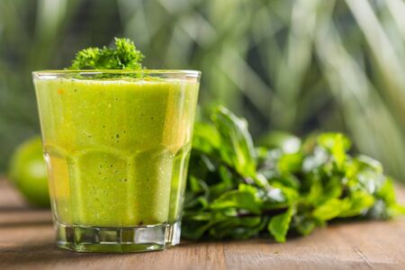 Healthy green smoothieの写真素材