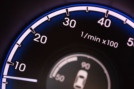 Close up Detail of a Tachometer in a Carの写真素材