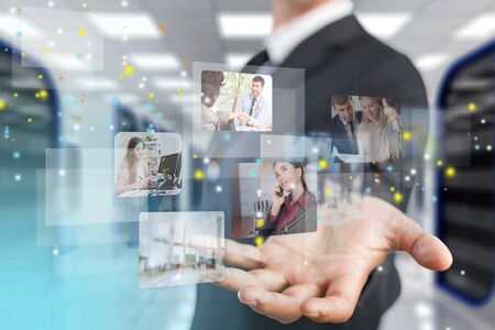 Businessman working on digital chart, business strategy conceptの写真素材