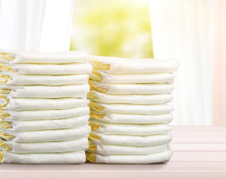 Stack of Diapers at the nurseryの写真素材