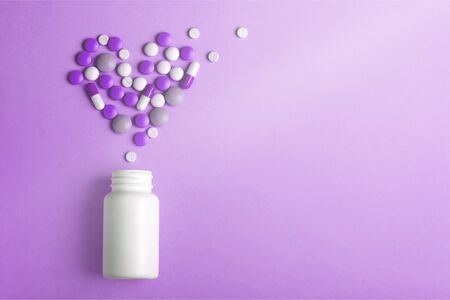 Medication pills bottle on backgroundの写真素材