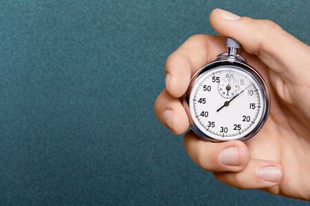 Close-up Stopwatch in Human Hand, Timerの写真素材
