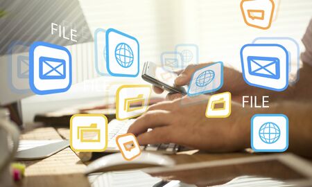 Businessman working with modern devices