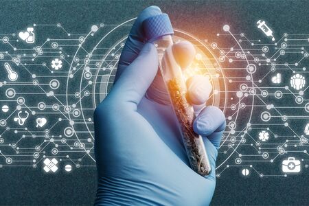 Cannabis testing marijuana science cbd legalize backgroundの写真素材
