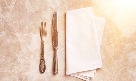 Napkin cloth table white blank mockup restaurantの写真素材