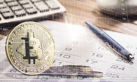 The concept of success of cryptocurrencyの写真素材