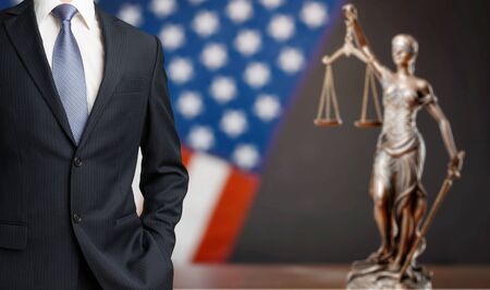 Successful lawyer with book and  judge gavel   ,Law conceptの写真素材