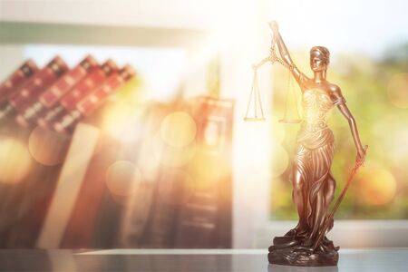 Statue of justice on Bokeh background