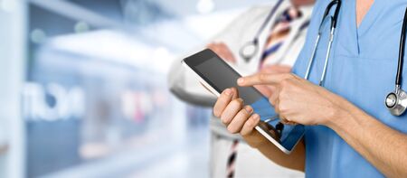 Clinic doctor see adult assistance assistant background