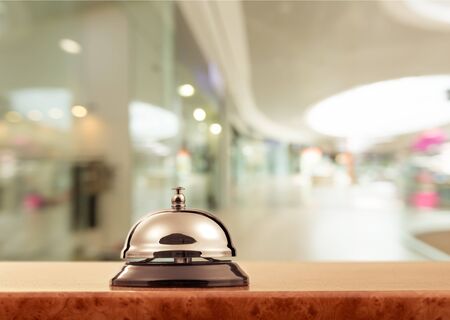Reception service desk bell, close-up viewの写真素材