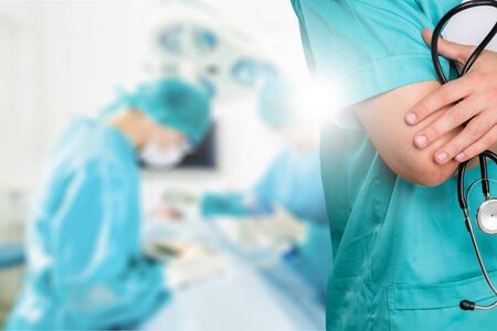 Doctor at hospital working with tablet