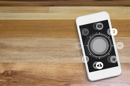 Modern white mobile smart phone with blank screen isolatedの写真素材