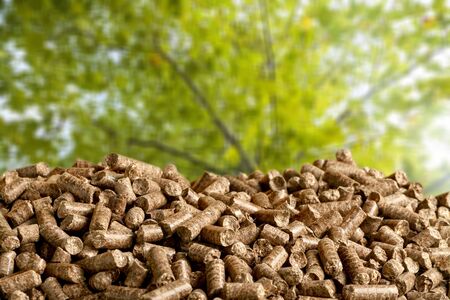 Pellets Biomass- close up on backgroundの写真素材