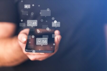 Man using smart phone,close up