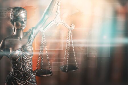 Justice Scales and wooden gavel, law conceptの写真素材