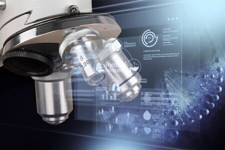 Scientific Laboratory Microscope, close-up view