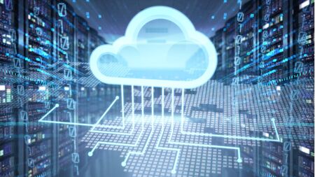 Cloud service icon with options and devicesの写真素材