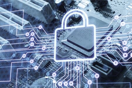 Firewall - Network Security concept on circular board
