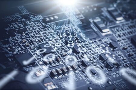 Close-up Board with binary code illustration