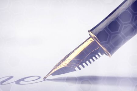 Close-up of Vintage Fountain pen on paper for business backgroundの写真素材