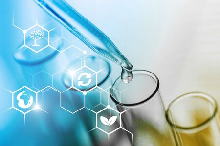 Science laboratory test tubes , laboratory equipmentの写真素材
