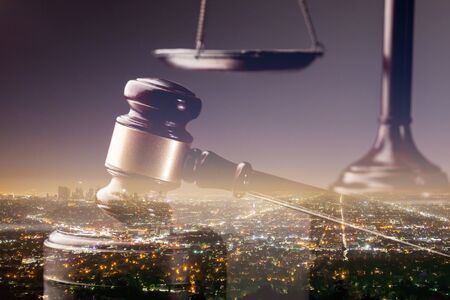 Legal system. Law and justice concept. Mallet, legal code and scales of justice.  Studio shots, nice...