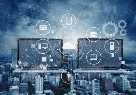 Internet and online network security system. Laptop computer hacking, and stealing data from computer laptop, and application programming interface icons
    
    - Imageの写真素材