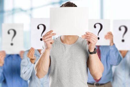 Business people with marks on face