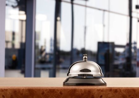 Vintage hotel reception service desk bell onの写真素材