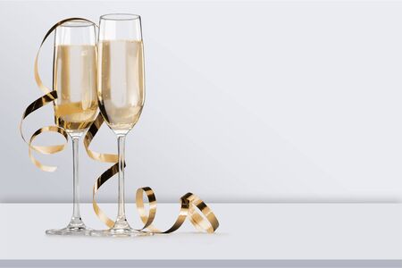 Full glasses of champagne close up.の写真素材