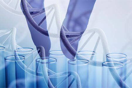 DNA close-up on blue background