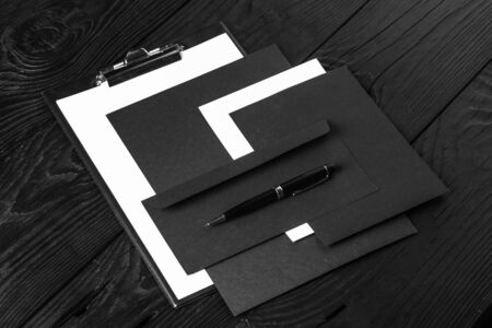 Set of variety blank office objects,black and white colorsの写真素材