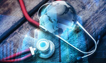 Healthcare medical stethoscope analysis app application budgetの写真素材