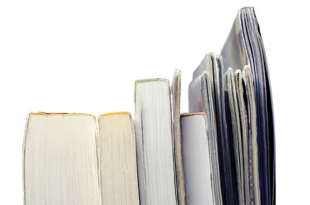 Magazines and books on white
