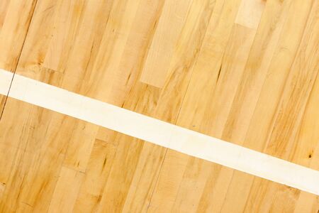 Line on Wooden Floor of Basketball Courtの写真素材