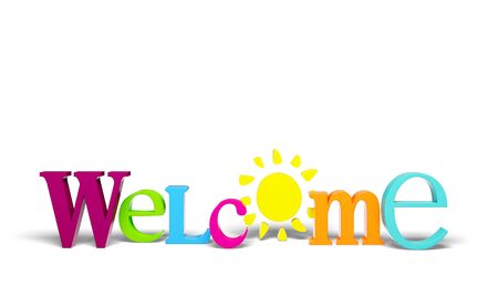 Greeting welcome sign sign three-dimensional shape single word hello textの写真素材