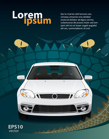 Car alarm creative illustration. Dragon look. Protection security concept.のイラスト素材