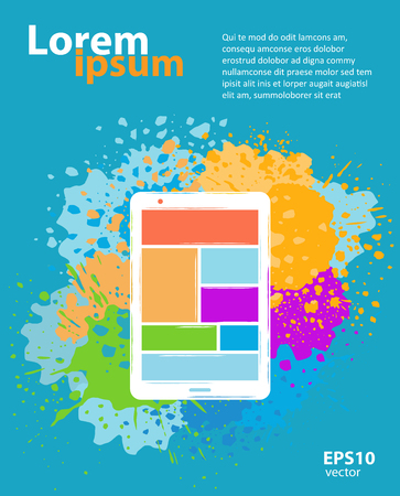 Web design and app application development creative color illustration. Abstract concept. Booklet poster cover and banner layout template.のイラスト素材