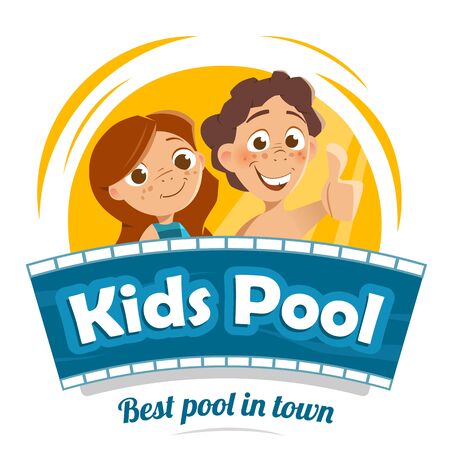 Aqua water park or swimming pool logo design templateのイラスト素材