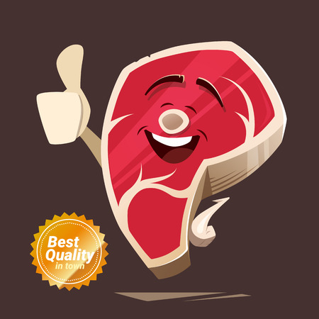 Color vector illustration of piece of red raw fresh meatのイラスト素材