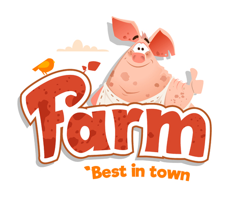 Color vector logo sign design template for meat shop farm butcher food market restaurant menu bbqのイラスト素材